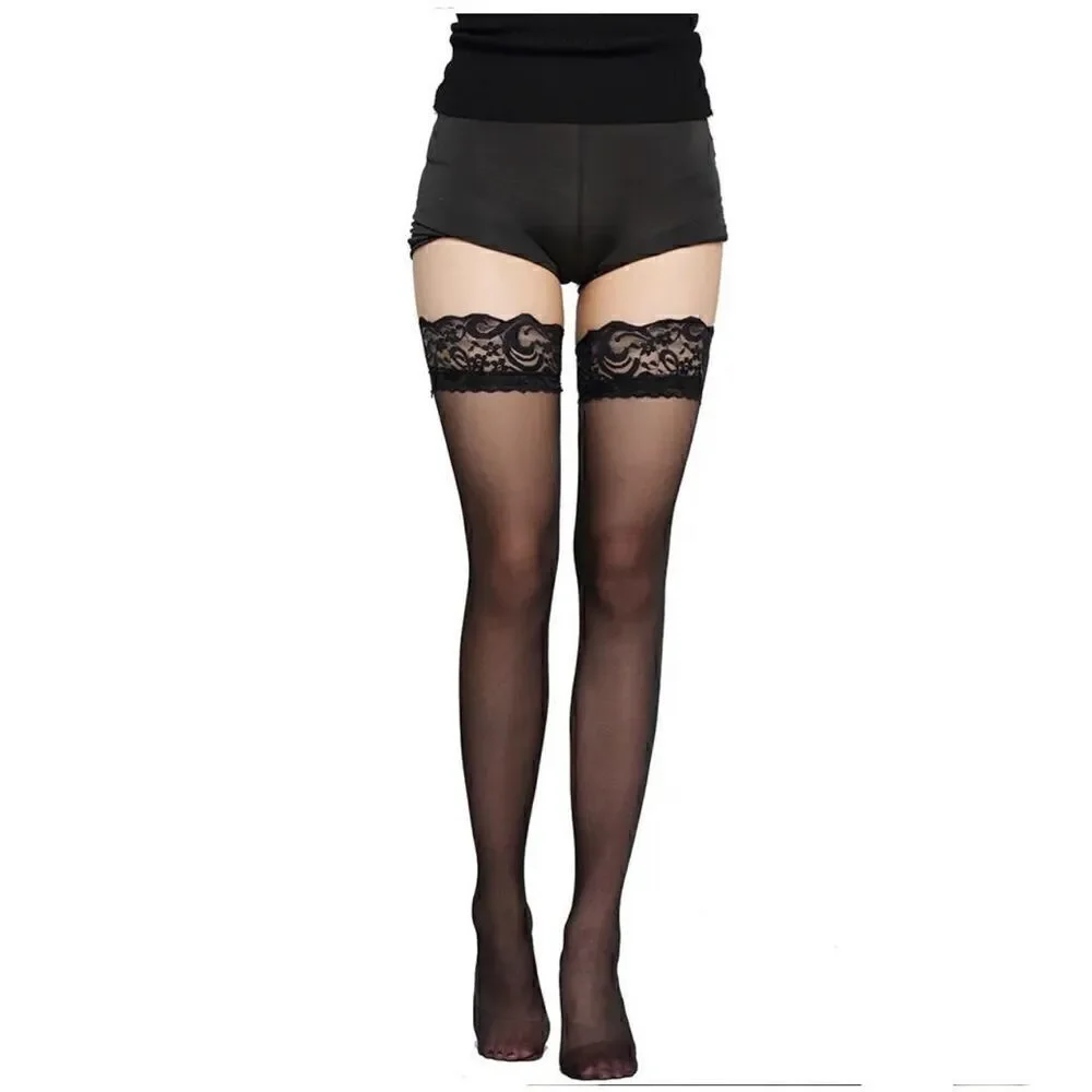 Lace Top Thigh High Sheer Stockings Pantyhose